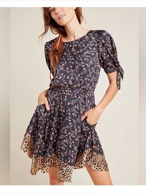NWT! Anthropologie Rebecca Taylor Lia Floral Silk Dress XS